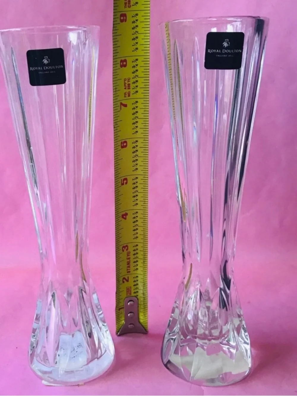 Vintage Royal Doulton Clear Crystal Fluted Bud Vase